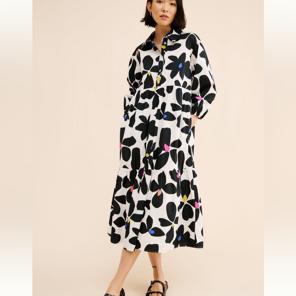 Floral Black and White Maxi Dress